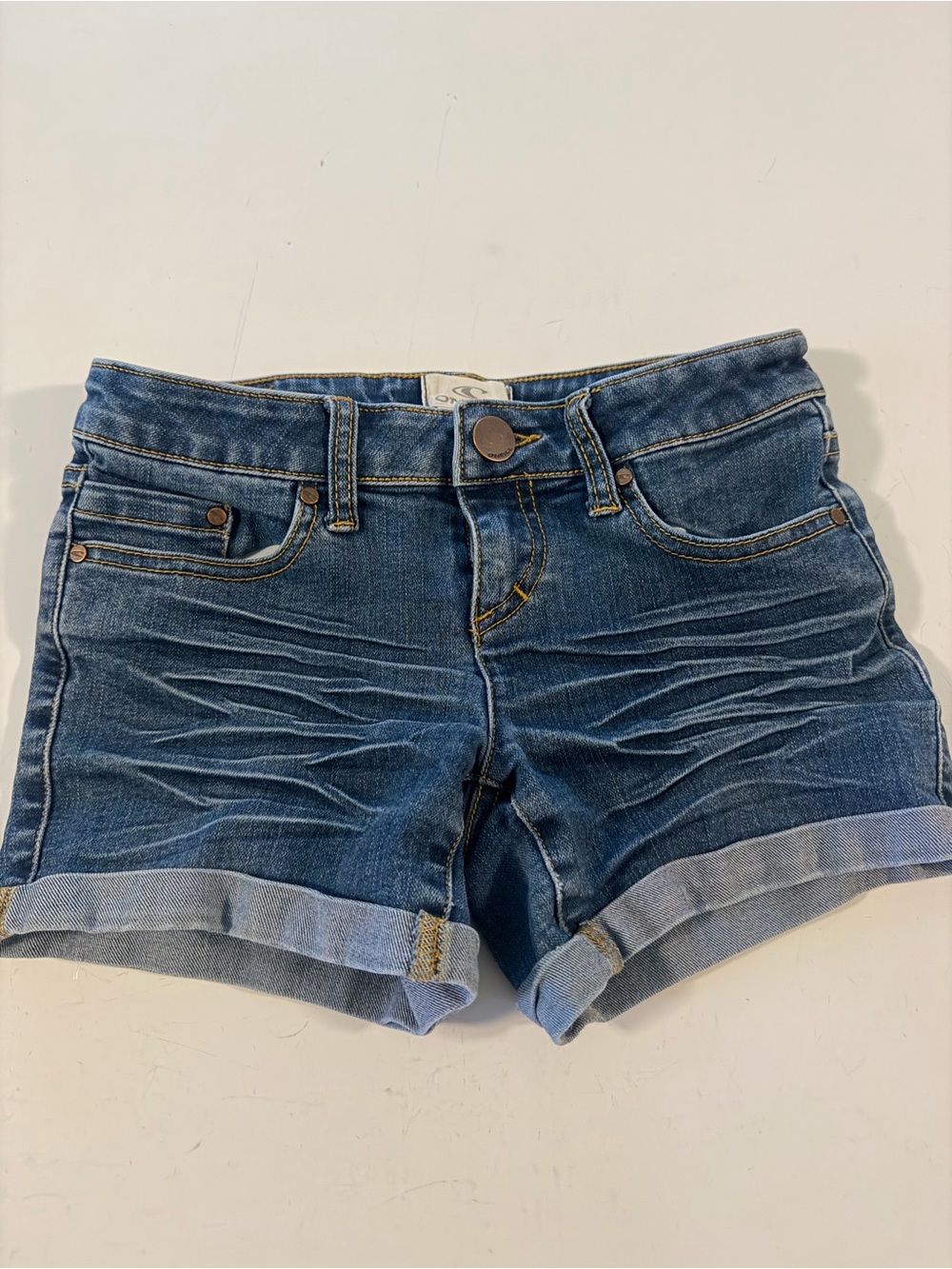 O'Neill Denim Cuffed Shorts Size 10 Medium Wash Stretch Jean Shorts